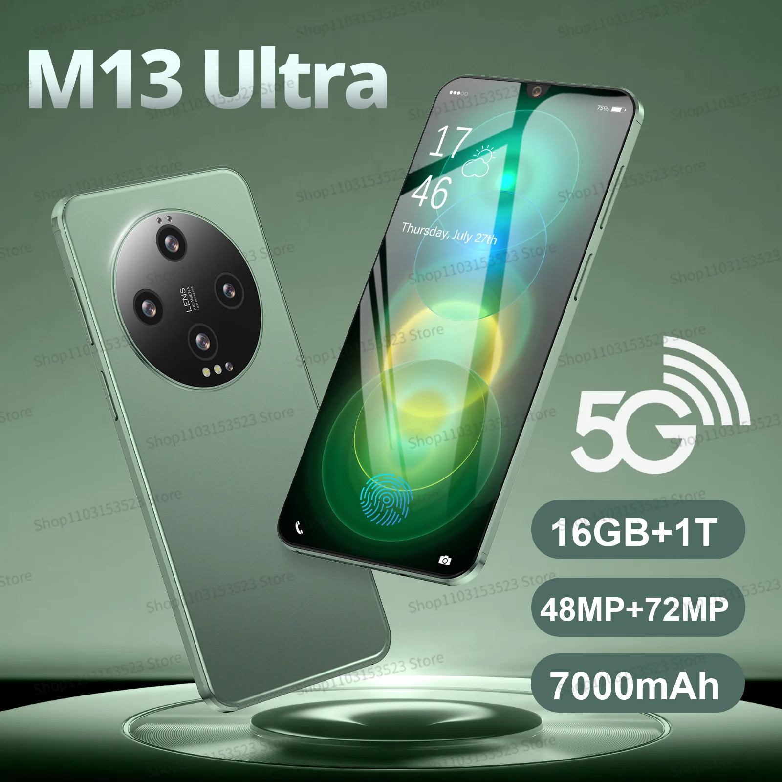 

New s24 SmartPhone M13 Ultra 4G 5G 6.8 HD Snapdragon 8 Android Mobile Phones Unlocked 16G+1TB Telefone Global Version Cellphones