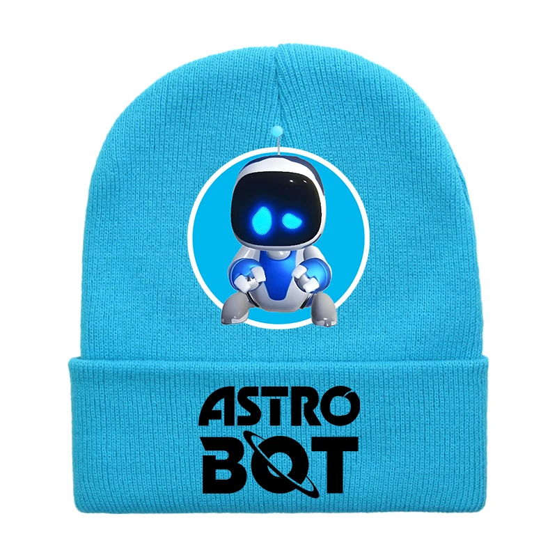 Фото Детские вязаные шапки AstroBoted с принтом на игровую тематику, вязаные шапки-бини для мальчиков и девочек, зимние повседневные теплые шапки, повседневные шапки для езды на велосипеде на открытом воздухе №5