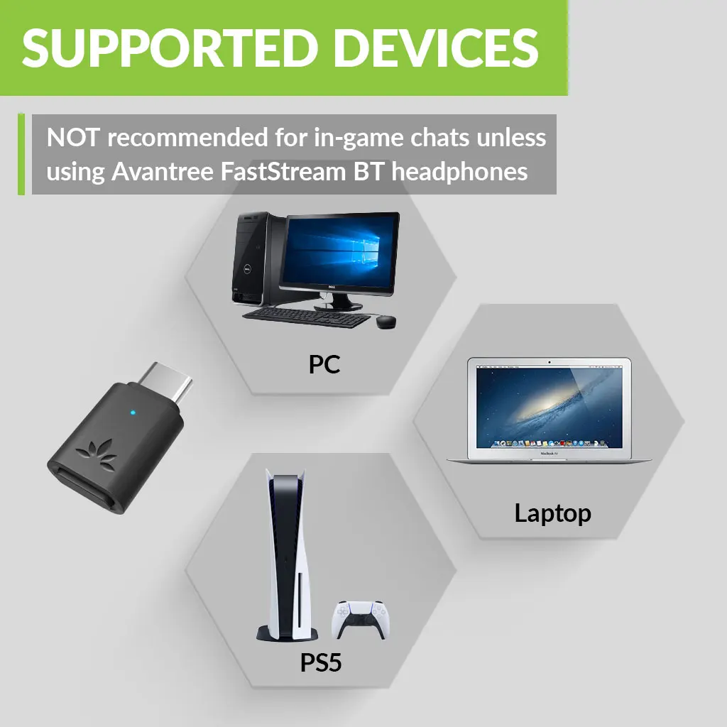 Bluetooth USB-C беспроводной аудио адаптер для подключения наушников и динамиков к PS4/5