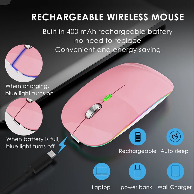 Беспроводная мышь BT5.1 + 2 4 ГГц с мышью Jiggler перезаряжаемой 4G перемещением мыши для