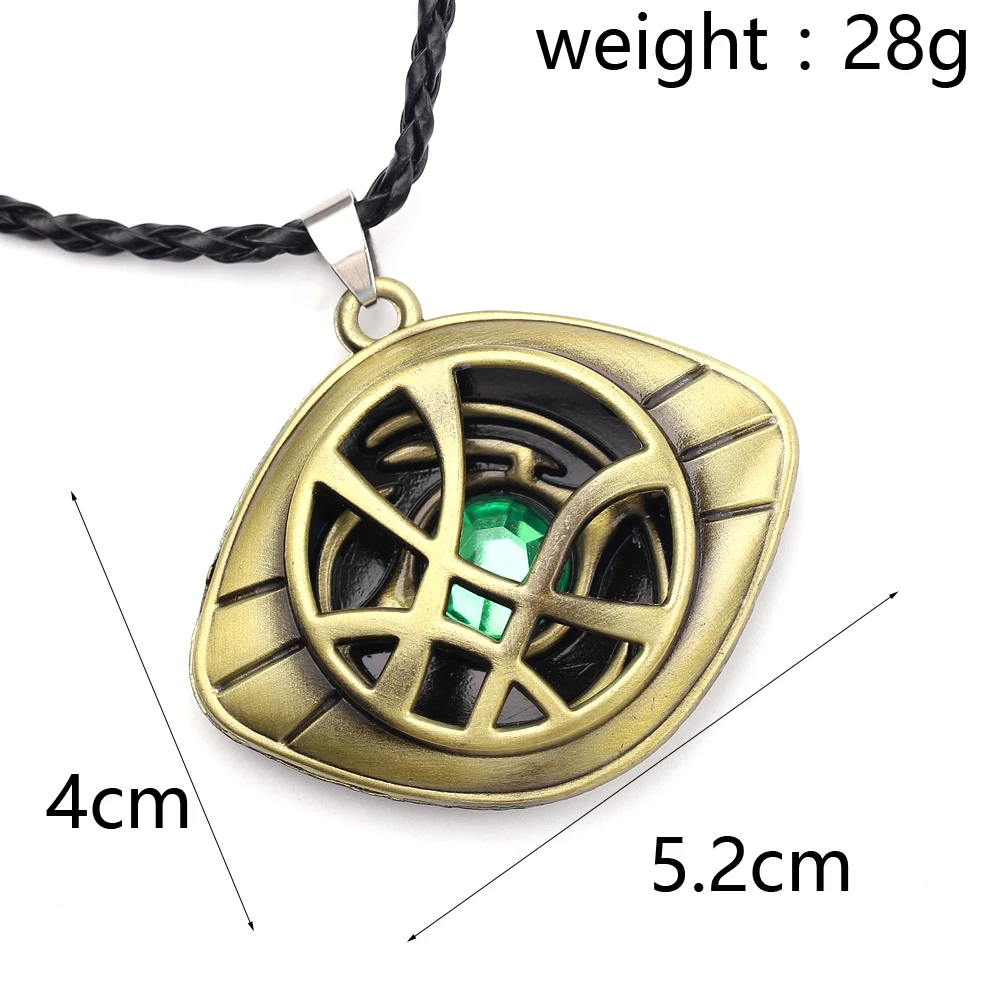 Marvel Doctor Strange Necklace Avengers Eye of Agamotto Pendant Leather Chain Vintage Jewelry For Men |