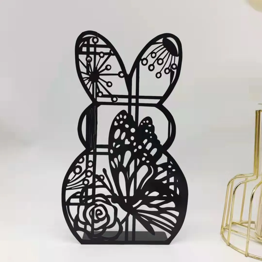 

Unique Rabbit Ornament Hollow-Out Easter Wood Carving Bunny For Home Office Decoration Gift Carved Hollow Rabbit Ornaments