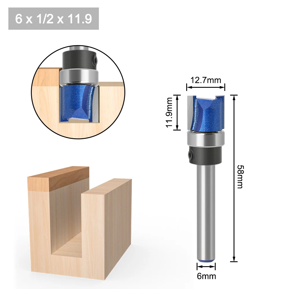 

4pcs 6mm 6.35mm Shank Shank Bearing Flush Trim Pattern Router Bit Trimming Bit Industrial For Cutting Wood Hardwood