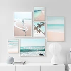 Плакат с голубым морем, пляжем, скандинавские камни для серфинга, кокосовое дерево, настенная живопись на холсте, настенные картины для гостиной, домашний декор