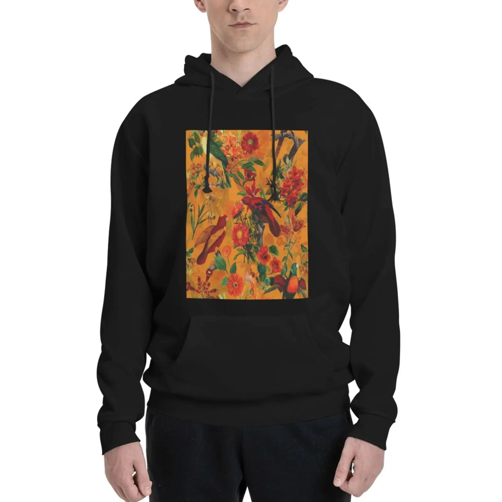 

Orange Tropical Bird Jungle Garden 4 Hooded Sweatshirts Sweat Clothes For Men Harajuku Tracksuit Oversize Men's Hoodies Hoddie