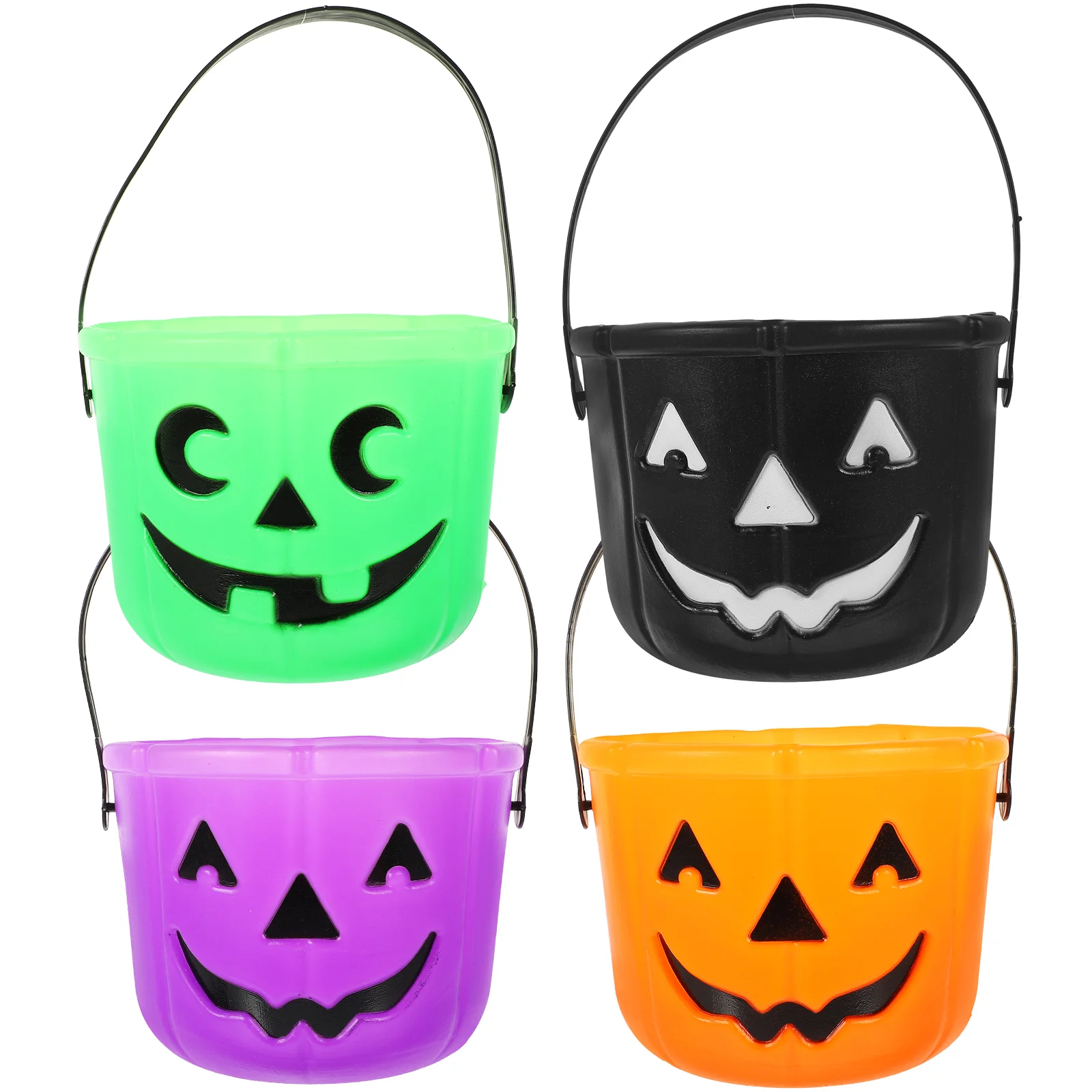 

Portable Pumpkin Bucket Party Plastic Trick-or-treat Gift Storage Container Halloween Design Candy Holder