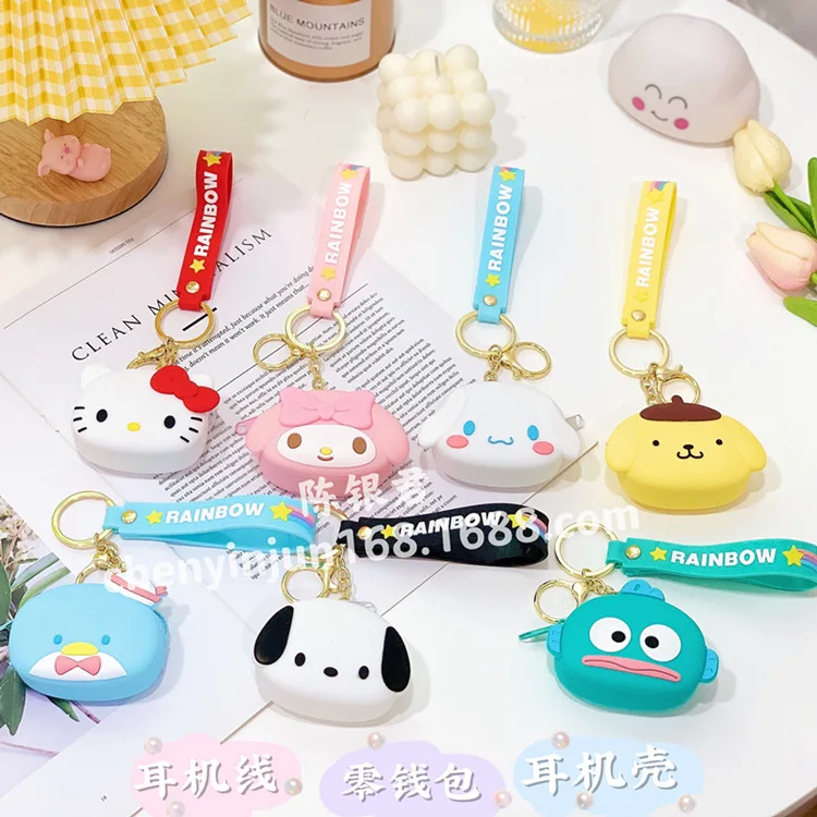 Sanrio Hellokitty Mymelody Cinnamoroll Purin симпатичная сумка для наушников силиконовый