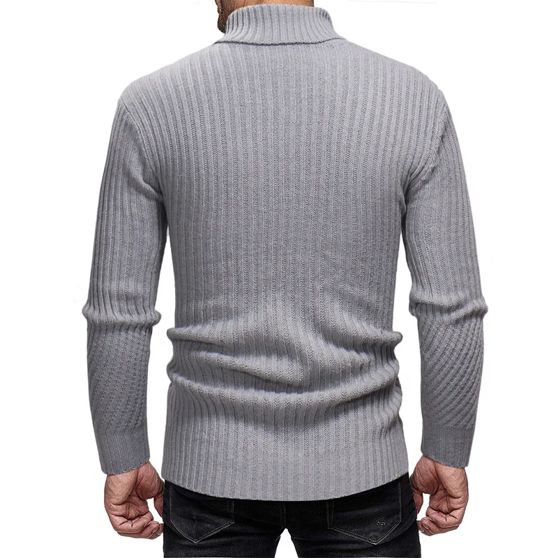 Men's Turtleneck Striped Knit Sweater