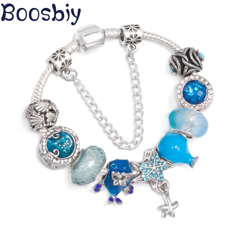 Подвеска для браслета сделай сам ювелирное изделие с подвесками в виде синих