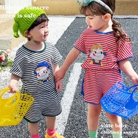 baby boy girl outfit set kids top and bottom two piece clothing sets korean children t shirtshorts suit toddler clothes outfits