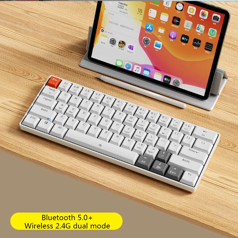 

61 Keys Wireless Bluetooth Dual Mode Keyboard RF561 Contrast Color Double Spell Portable business Office Keyboard
