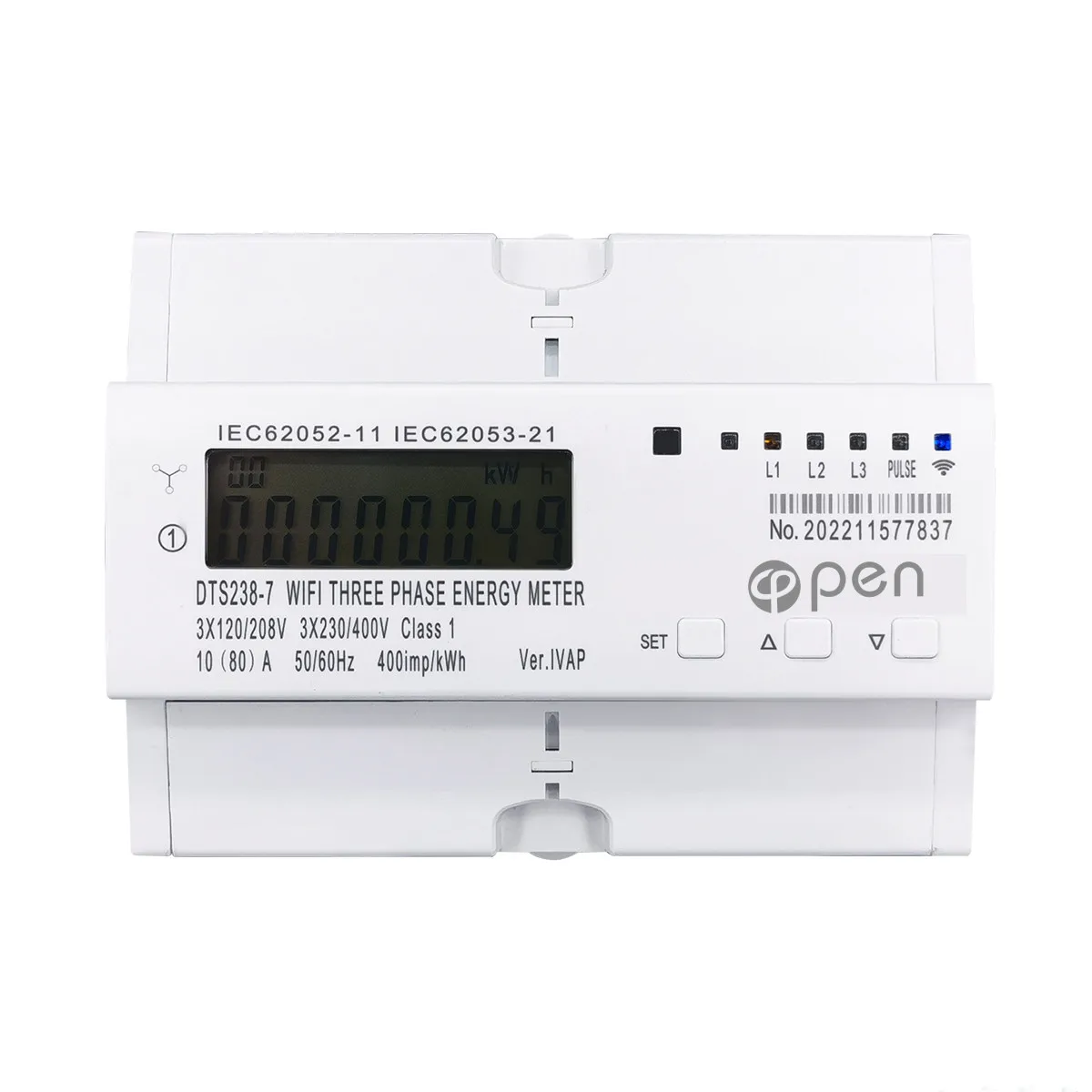 

Open Electric Smart three phase Wifi/RS485 energy Meter din rail current voltage power display DTS238-7 energy meter