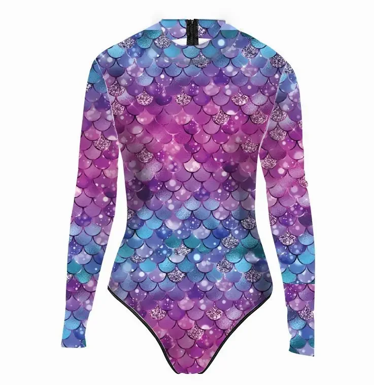 Женский цельный купальник-русалка с рыбьей чешуей и 3D принтом бикини для