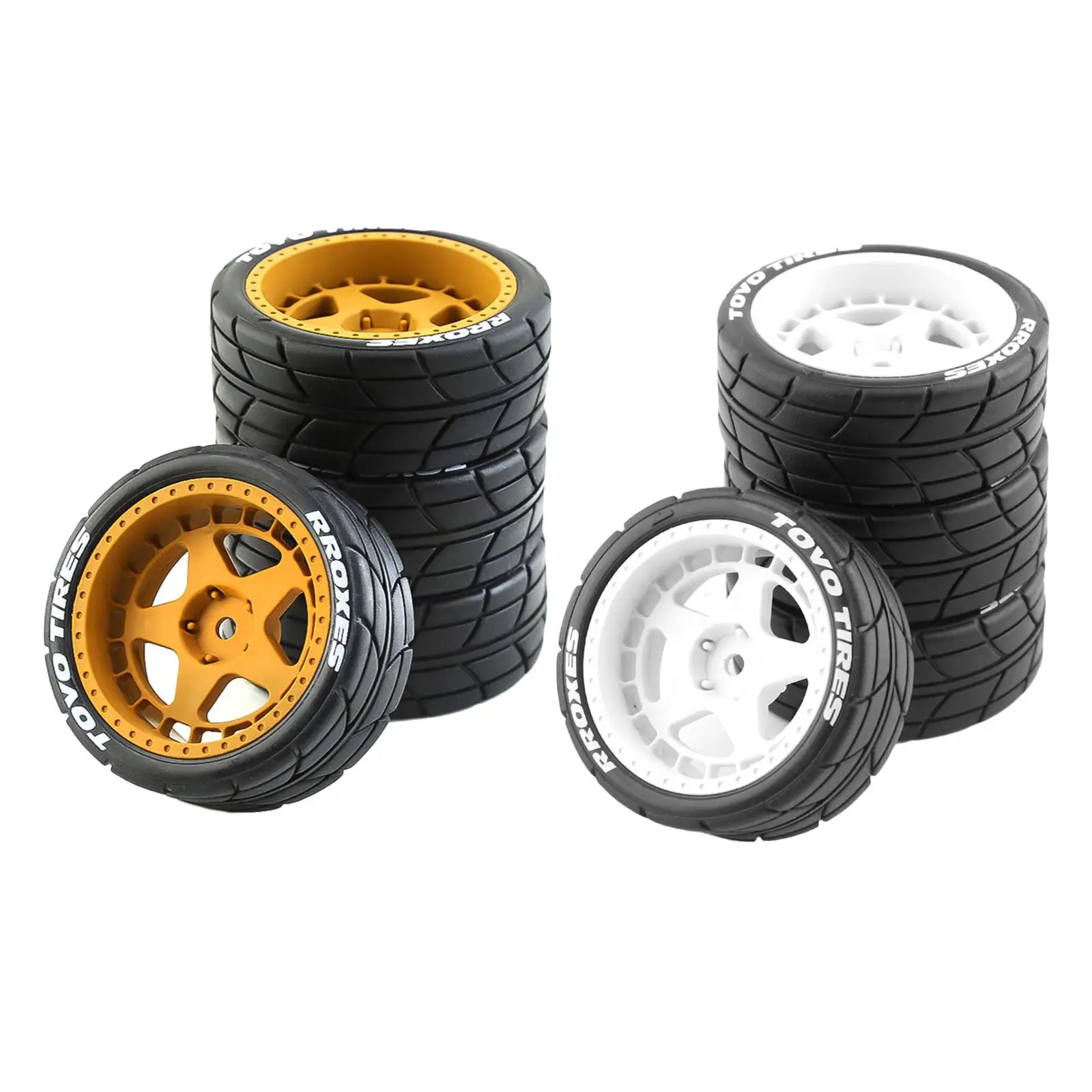 

4 Pieces RC Rally Tyres, 12mm Wheel Hub on Road Tires Wear Resist for TT02 XV01 1:10 RC on Road Car Accessories Replacement