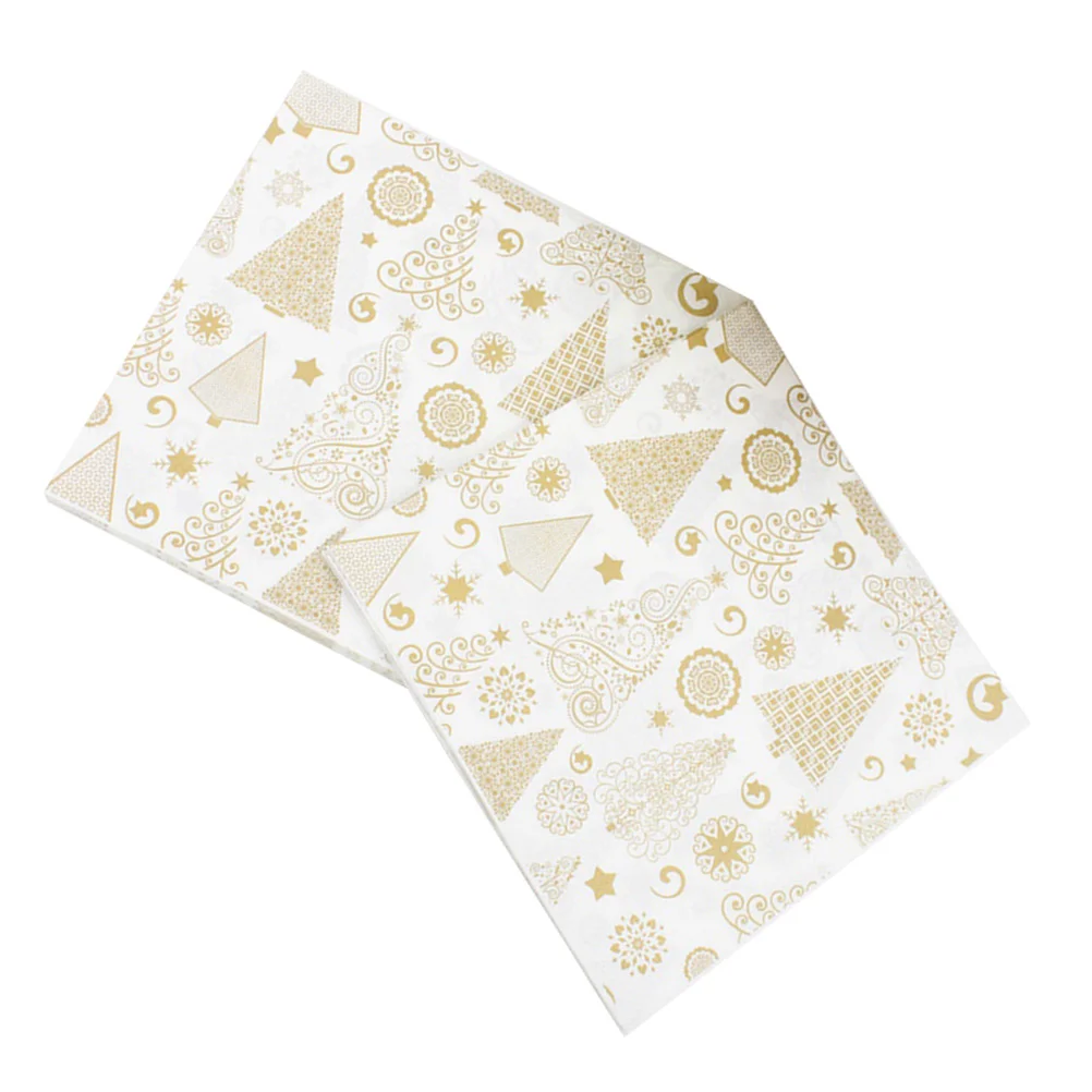 

20PCS Printed Christmas Napkins Xmas Tree Pattern Wood Pulp Tissue Dinner Napkins Birthday Party Favors Decoupage Disposable