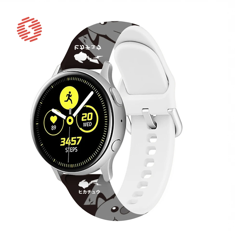 

Силиконовый ремешок ShengOne с цветным принтом для Samsung Galaxy Watch Active General Connector, мягкий резиновый ремешок для Garmin Vivoactive3