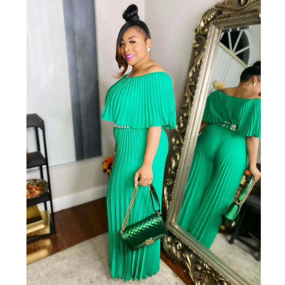 Plus Size Chic And Elegant Women Jumpsuits Ruffle Solid Outfit Lady Outwear Wide Leg Pant 2023 Spring Female Fashion Jumpsuits