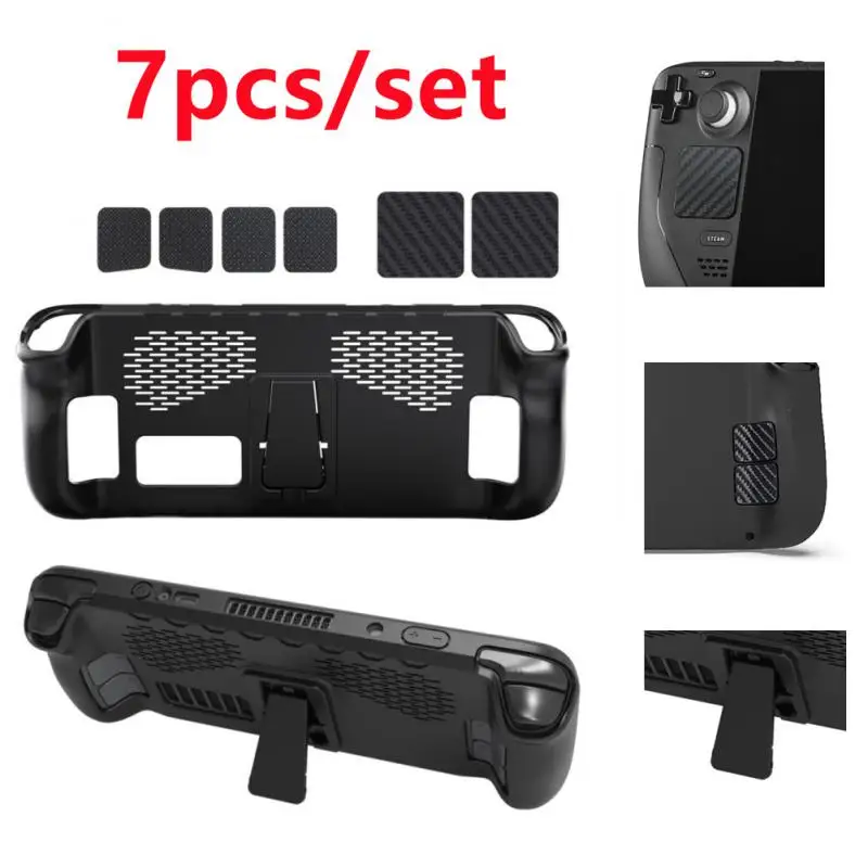 

1/7pcs Soft Protective Shell For Steam Deck Game Console Non-slip Protective Cover With Holder For Team Deck Games Accessories
