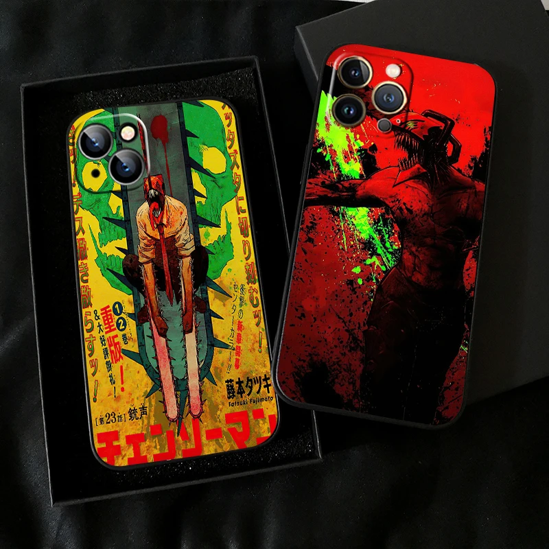 

Anime Chainsaw Man Pattern For iPhone 11 12 13 14 Pro Max 12 13 Mini X XR XS Max SE 6 6S 7 8 Plus Phone Case Back Coque Carcasa