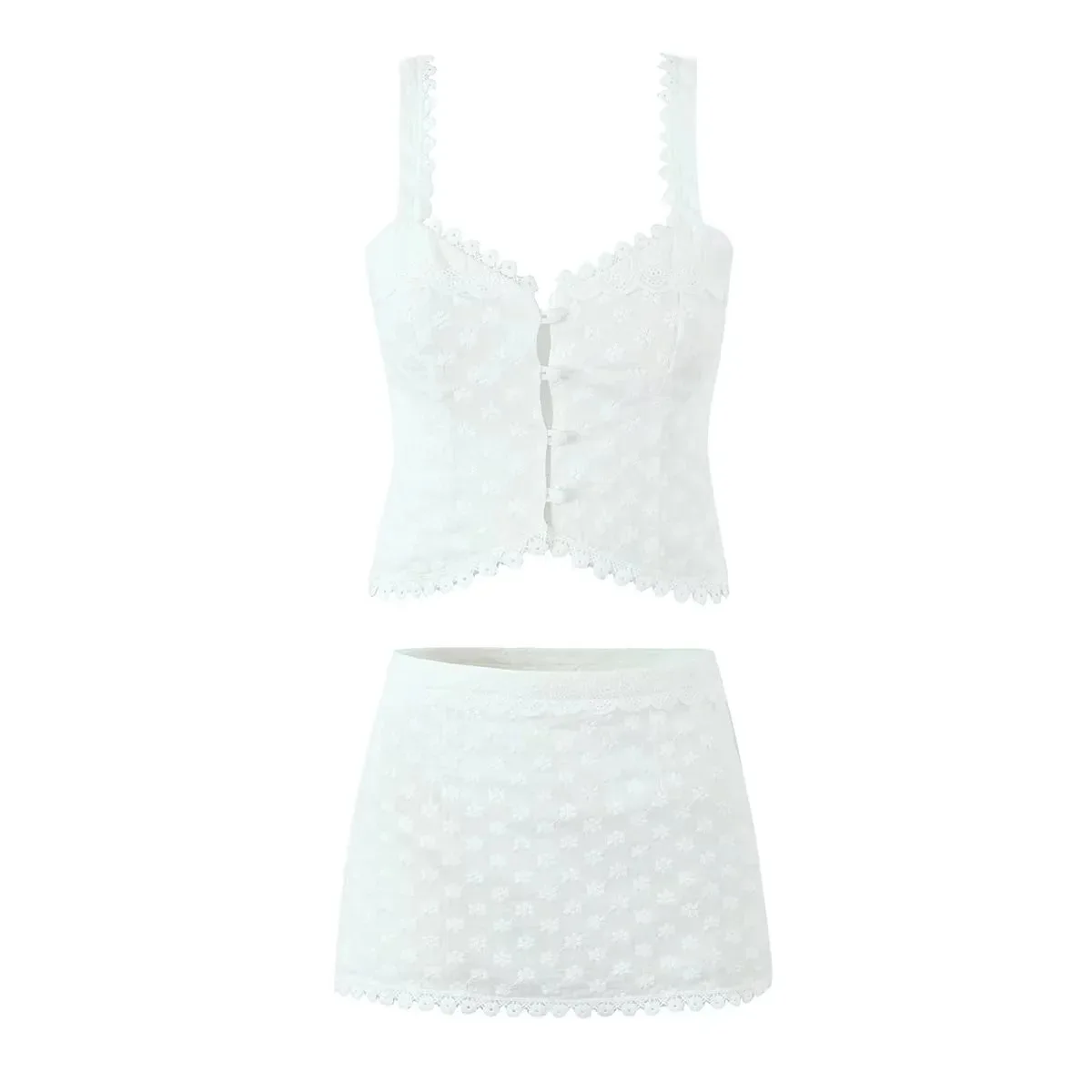 Женский летний топ и юбка на бретельках