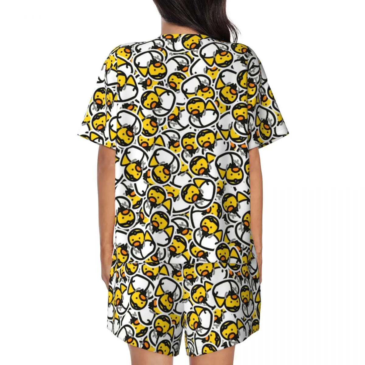 Женская Желтая резиновая пижама с принтом животных коротким рукавом