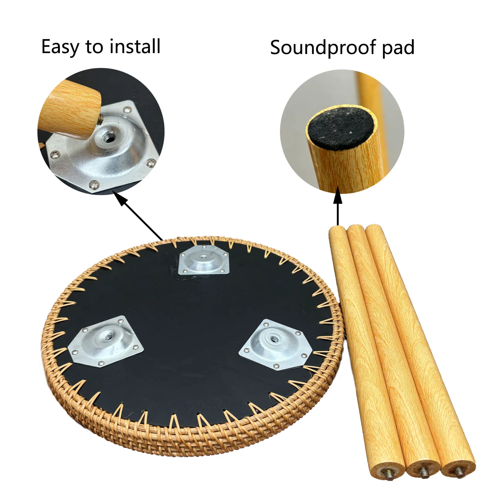 Круглый торцевой столик из ротанга приставной в стиле бохо для гостиной с