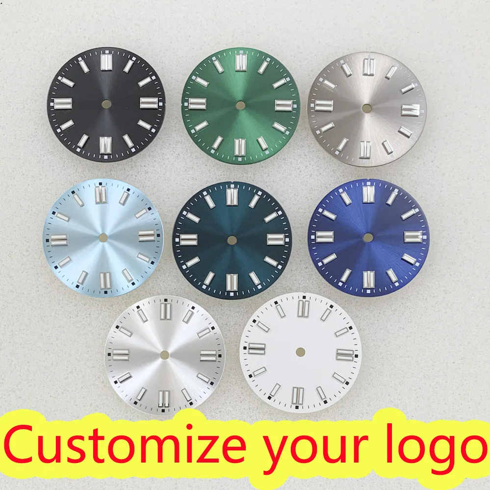 

28.5mm nail green luminous Sunburst dial suitable for NH35/8215/2836 movement customized dial watch accessories