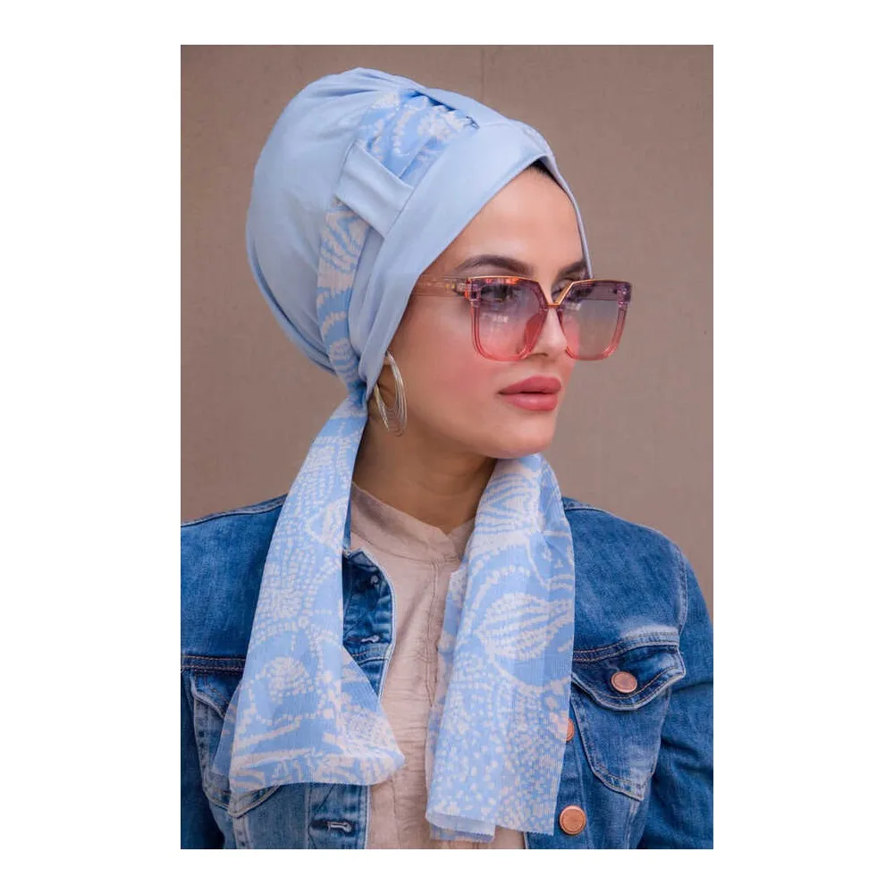 

Dorlie Indigo White Pattern Scarf Bone