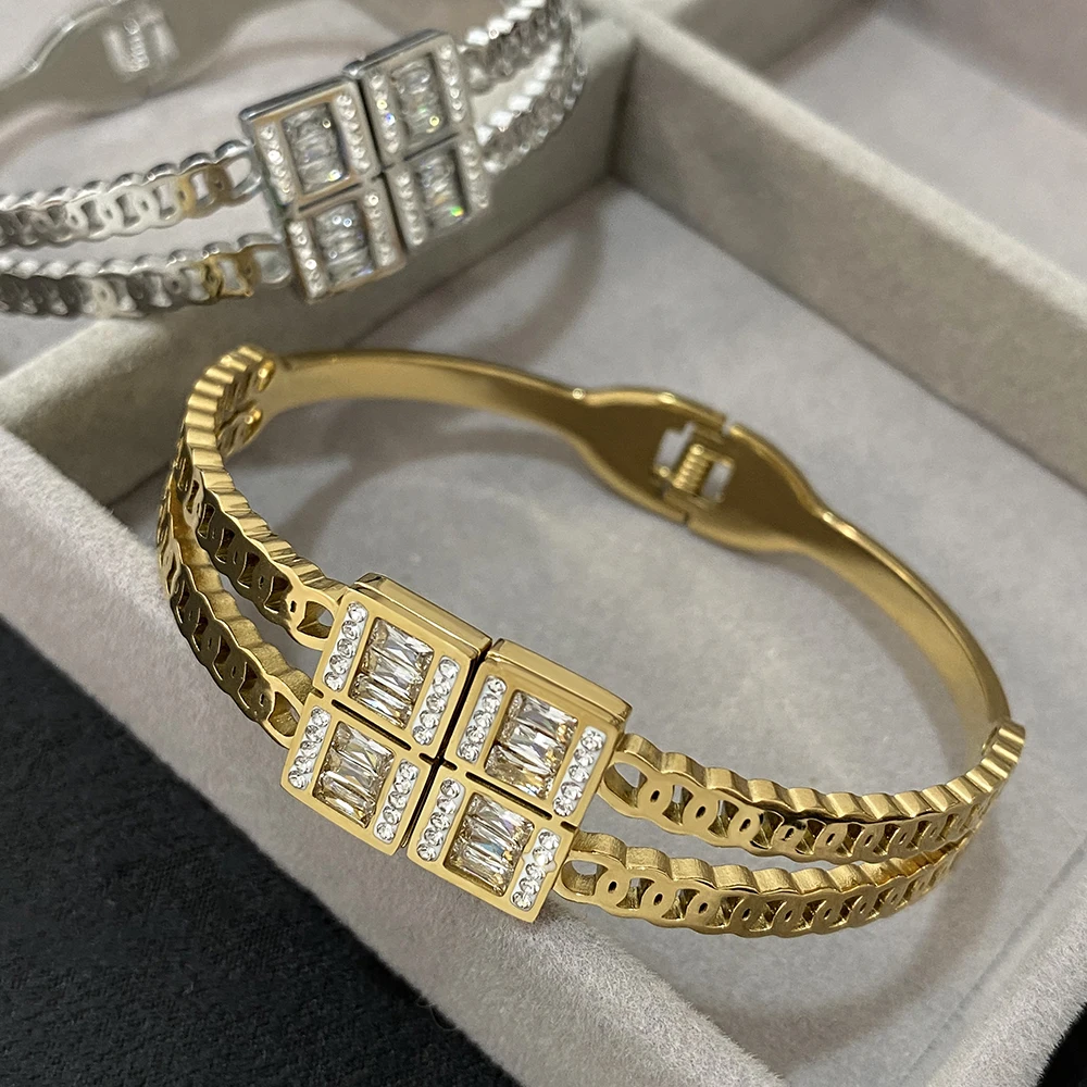 Greatera Изящные Многослойные квадратные кубические циркониевые очаровательные