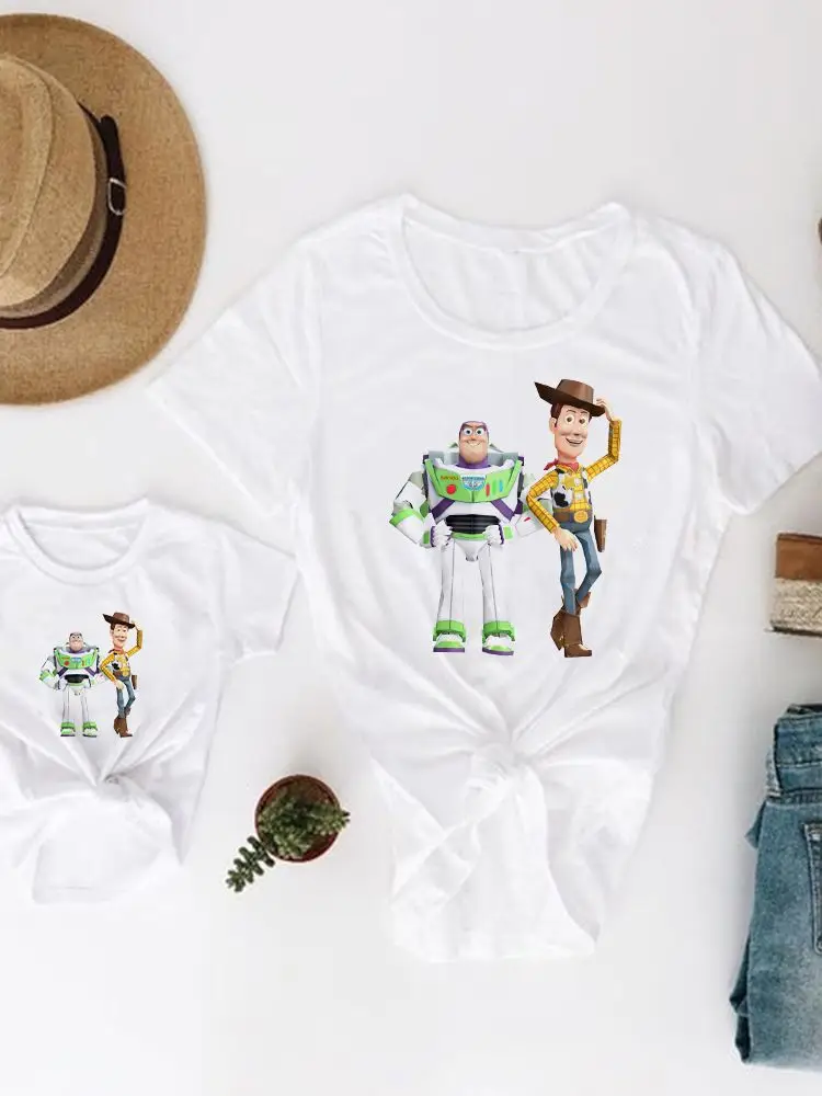 

Футболки Disney, повседневные Современные футболки для детей, семьи, женщин, топы с героями мультфильмов Disney, бренд Ху Ди, эстетика Базз Лайтер