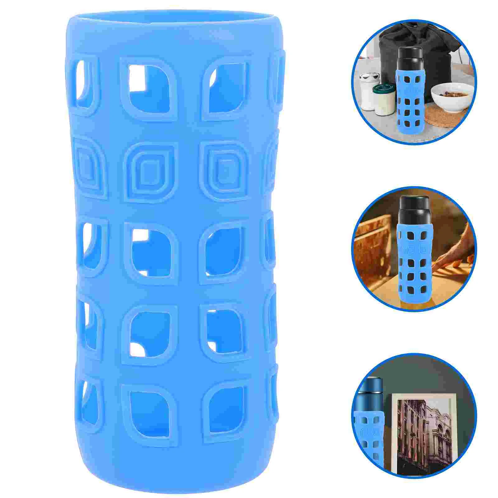 

4 Pcs Blue Cups Cup Set Silicone Heat-insulated Bottle Lids Anti-scald Protector Glass Covers Cap