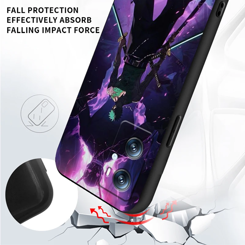 Zoro Аниме One Piece мультфильм для OPPO Find X6 X5 X3 A54S A5 A94 A16 A53S A57 A74 A72 A98 A78 A96 A9 5G черный мягкий
