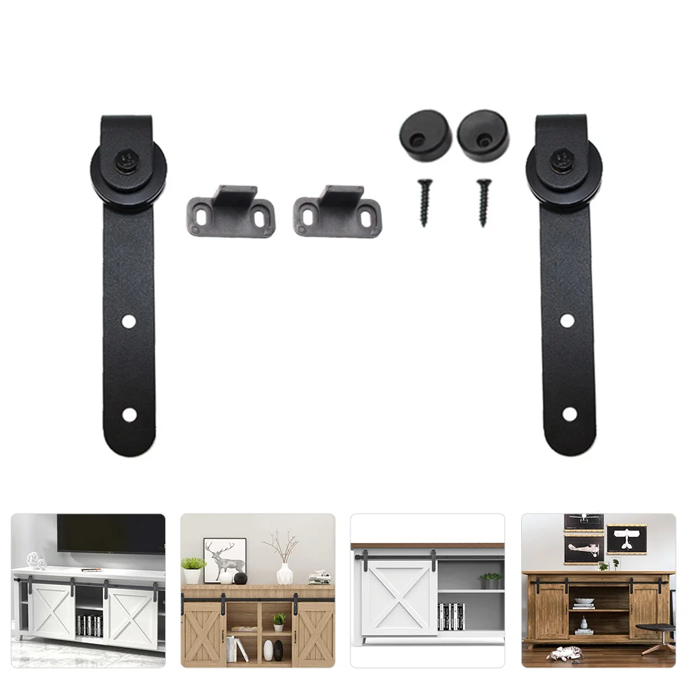 

1 Set Sliding Barn Door Floor Guide Sturdy Warehouse Door Accessory (Black) Chinese System