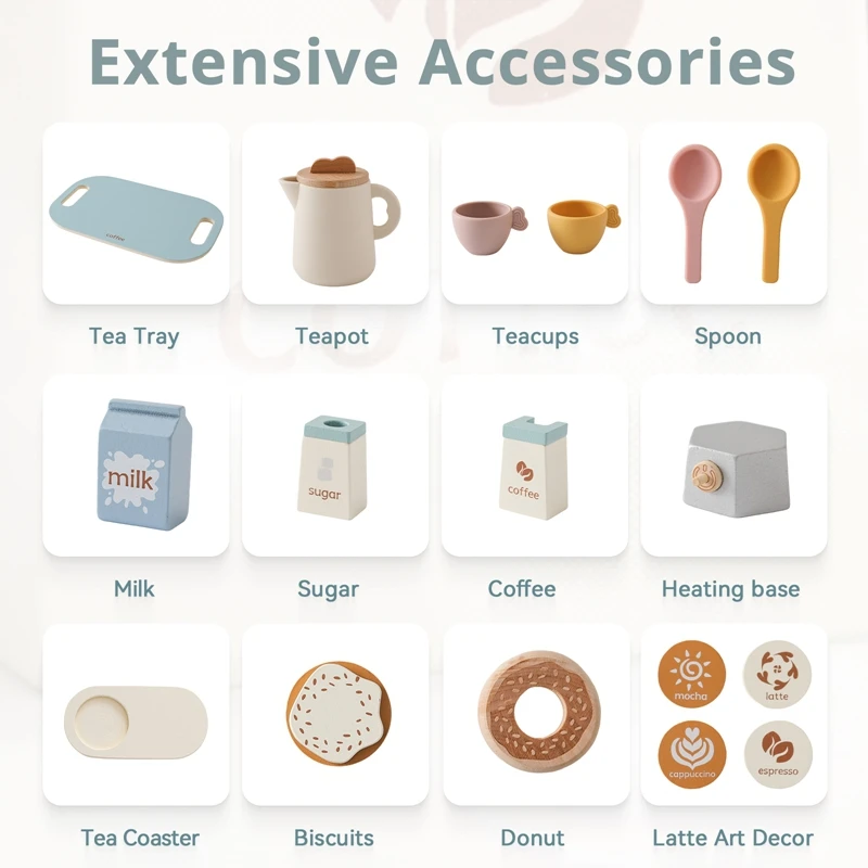 Деревянный набор для кофе послеобеденный чай игрушка детей кухонный чайник