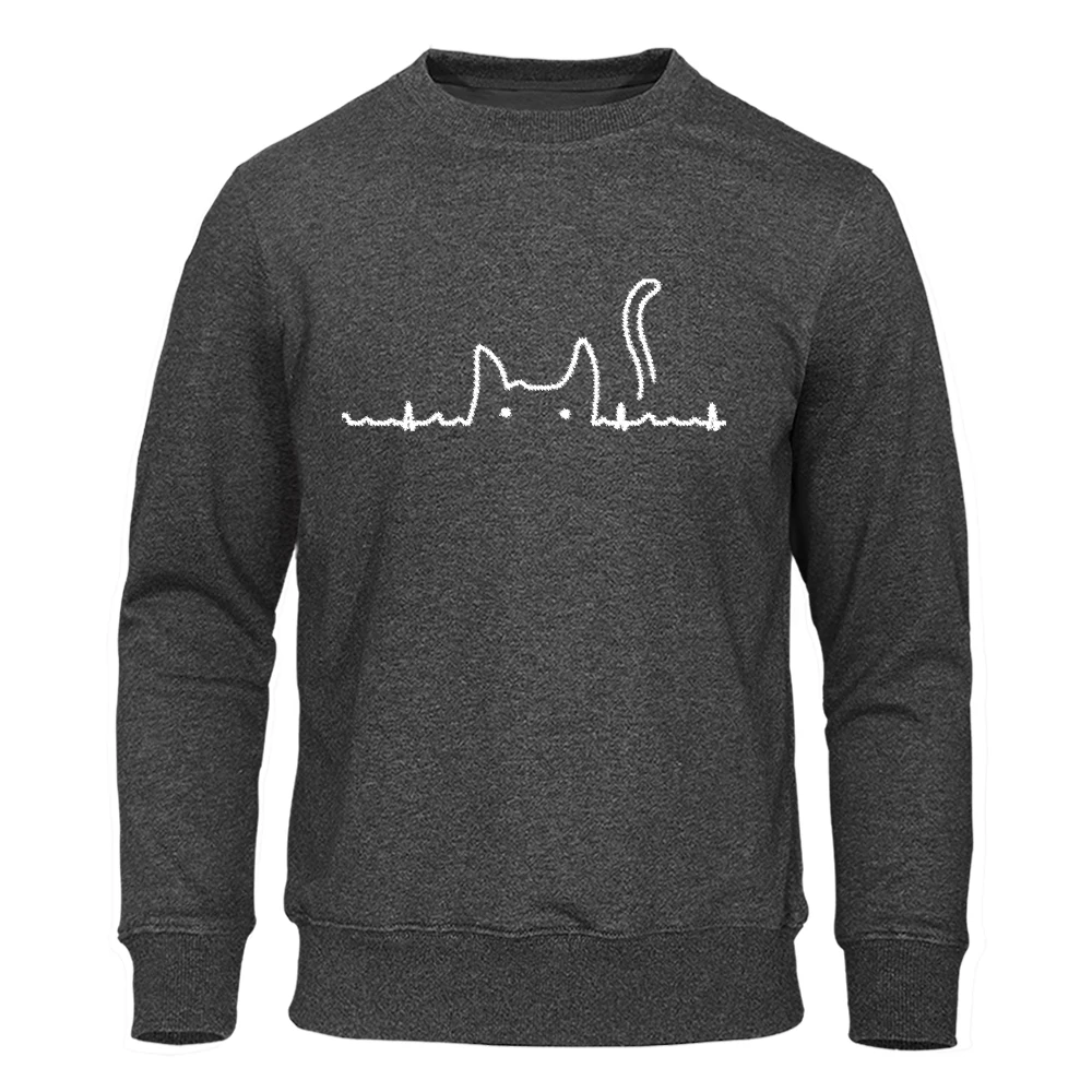 Teekossc Мужская флисовая толстовка в стиле Харадзюку с электрокардиограммами