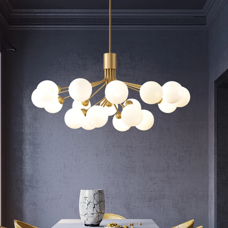 Nordic Decor Glass Balls Lampshade Pendant Lights Modern Living Room Chandeliers Bedroom Ceiling Lamps Gold Black Chandelier LED