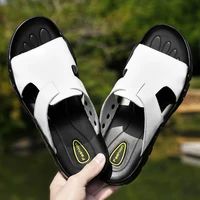 mens handmade summer fashion casual sandals male outdoor hollow comfy slipper breathable flat cow split loafer leisure shoes