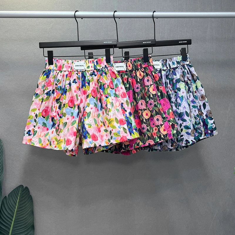 Trendy Fashionable Printed Shorts Women 2023 New Summer All-match Elastic Waist Floral Shorts Loose Casual Hot Pants Streetwear