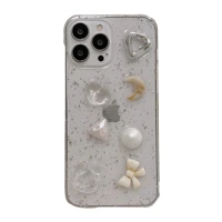 artificial shining moon pearl tpu case for iphone 12 13 pro max back phone cover for 11 pro x xs xr 8 7 plus se 2020 capa