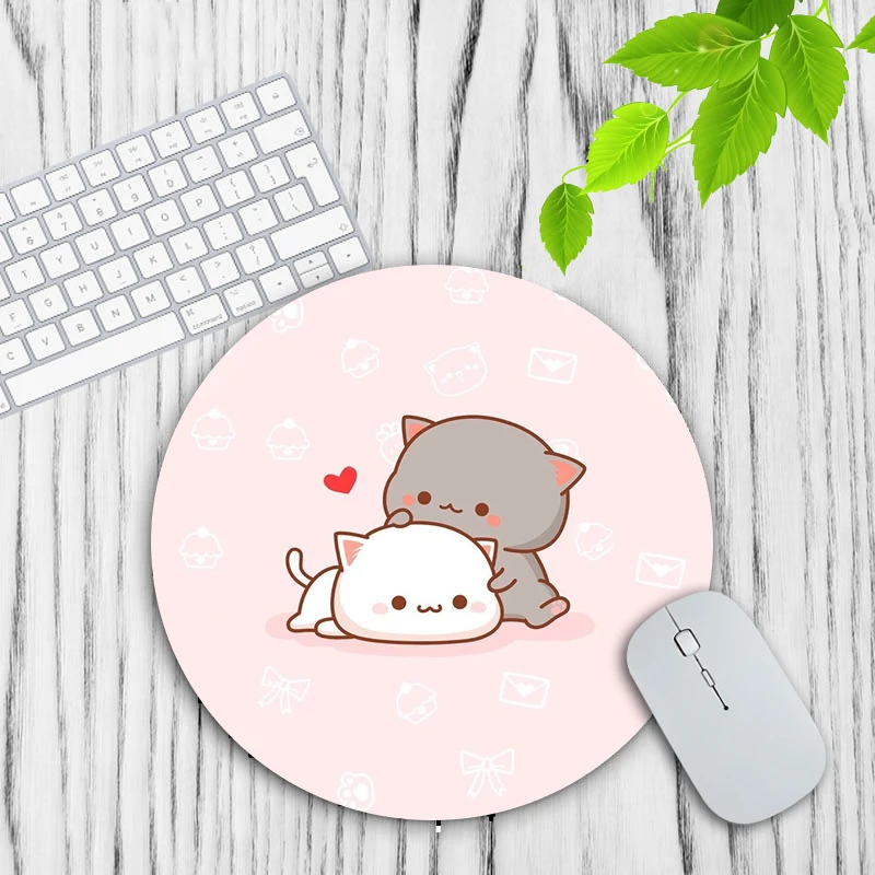 

Cartoon Peach Mochi Cat Round Mousepad Laptop PC Office Keyboard Carpet Mat Desktop Anime Mouse Pad Kawaii Desk Accessories