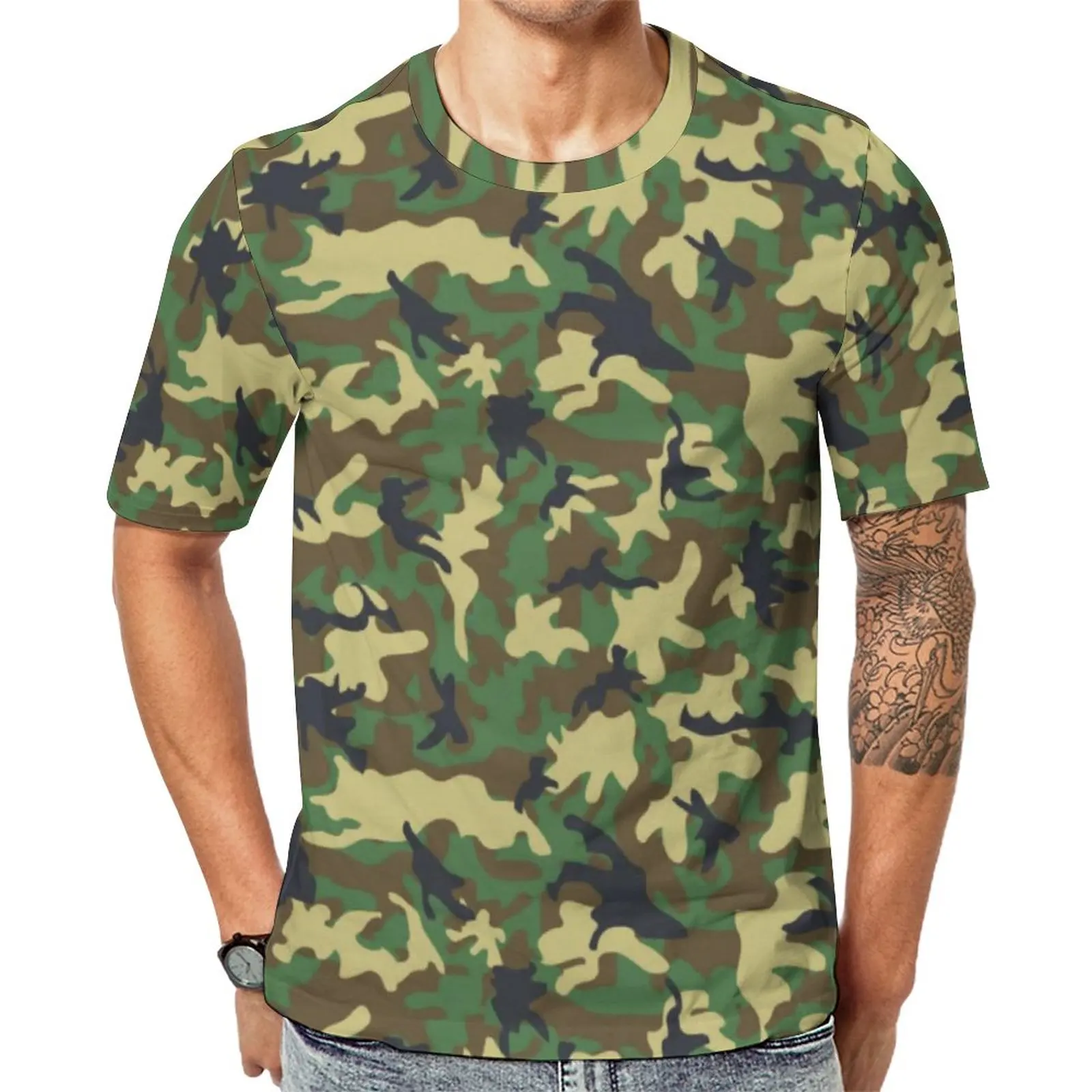 

Мужская камуфляжная футболка в стиле милитари, зеленая камуфляжная Футболка с принтом, оригинальные футболки на заказ, потрясающие Топы большого размера, подарок на день рождения