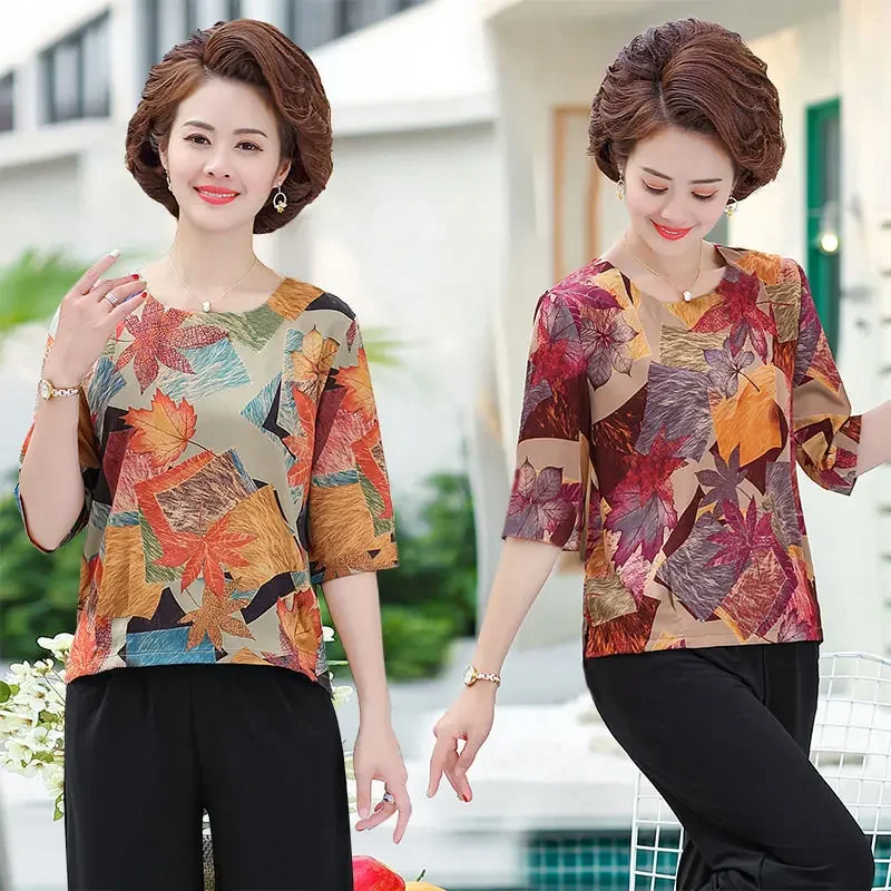 Блузка Женская атласная с цветочным принтом шелковая Повседневная рубашка