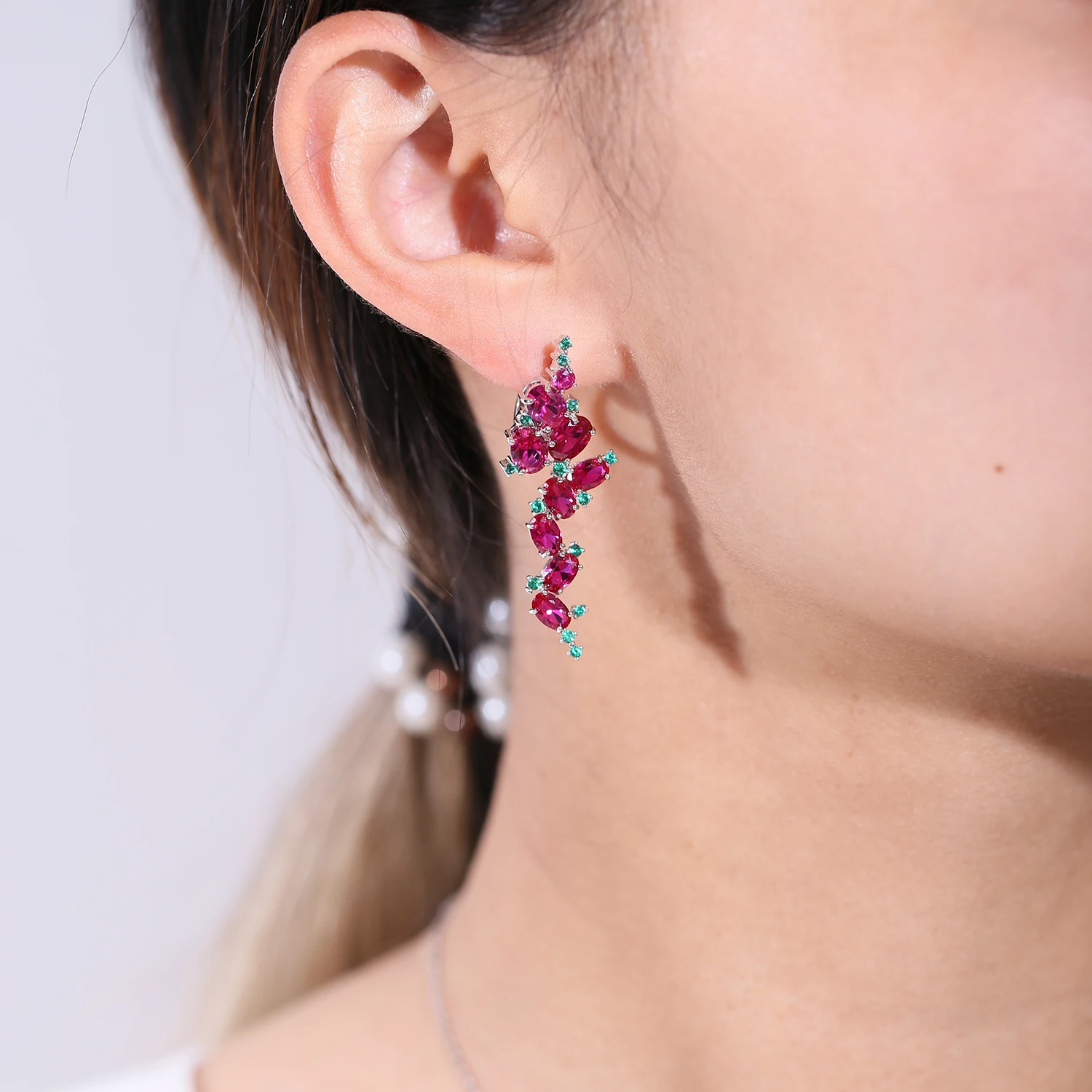 Серьги в стиле балерины GEM'S Разноцветные серьги-подвески из натурального