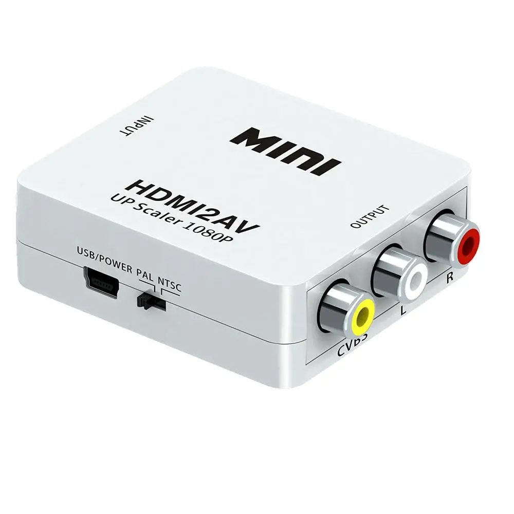 

HDMI-compatible to AV Adapter HD Video Converter Box HDMI-compatible to RCA AV/CVSB L/R Video 1080P HDMI2AV Support NTSC PAL