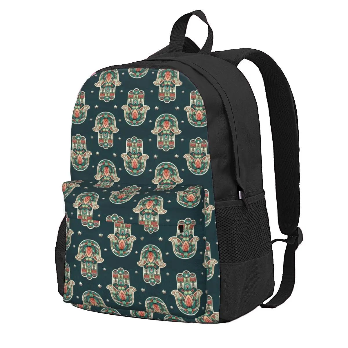 

Hamsa Hand Print Backpack Boy Abstract Floral Soft Backpacks Polyester Modern School Bags Travel Design Rucksack