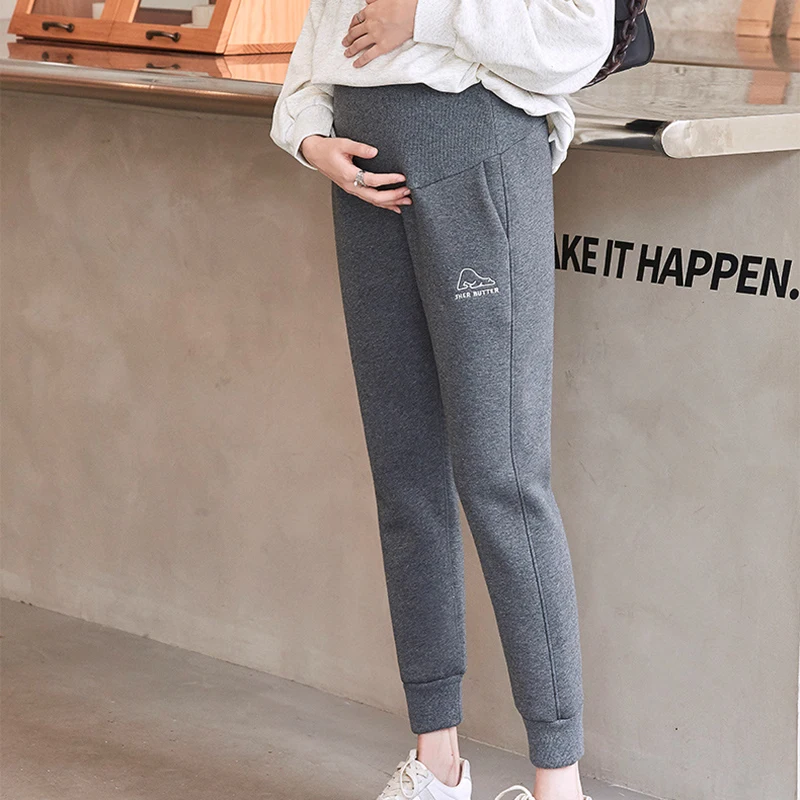 Maternity Pants Winter Pregnant Pants Pregnant Mommy Artificial Fleece Lining Pregnancy Pants Casual Pants for Pregnant Women enlarge