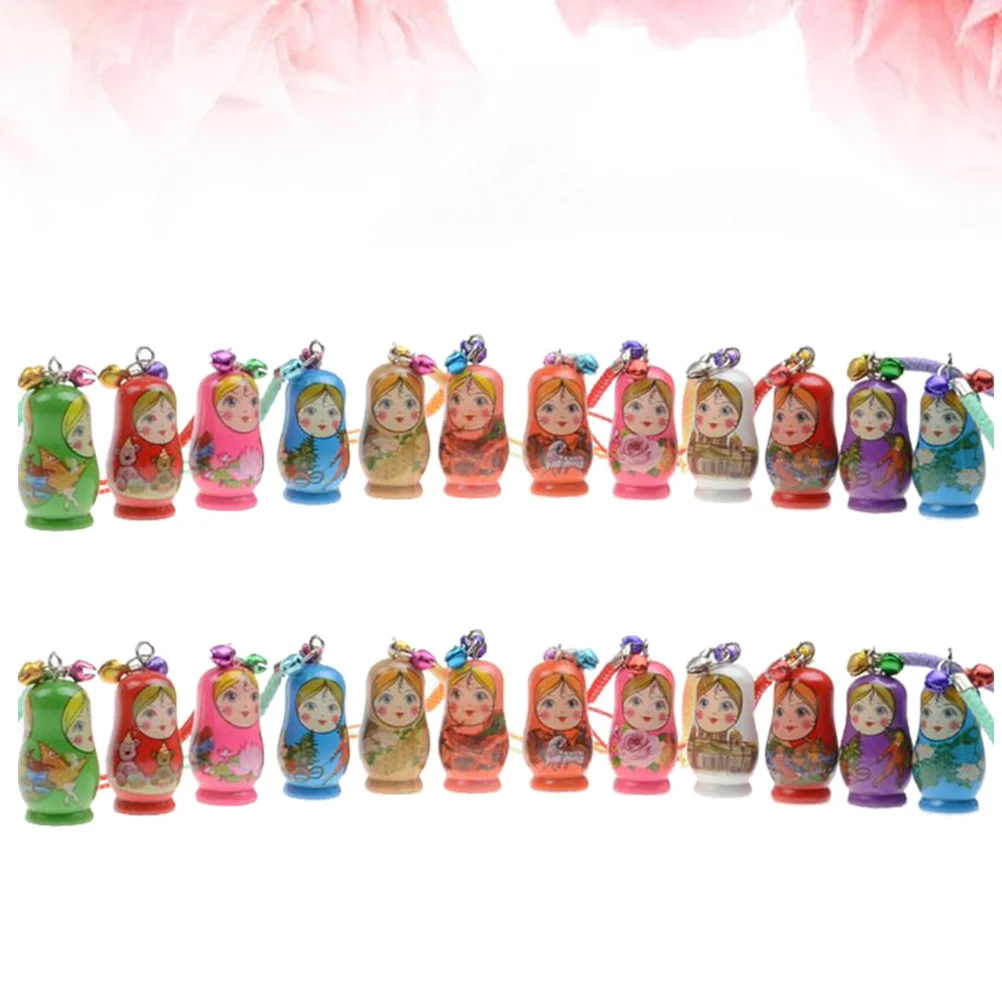 

24pcs Creative Wooden Key Chains Russian Dolls Key Rings Phone Chain Hanging Pendant (Random Style)
