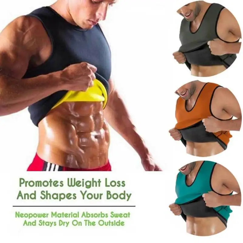 Черная Неопреновая Мужская корректирующая жилетка для похудения талии фитнеса