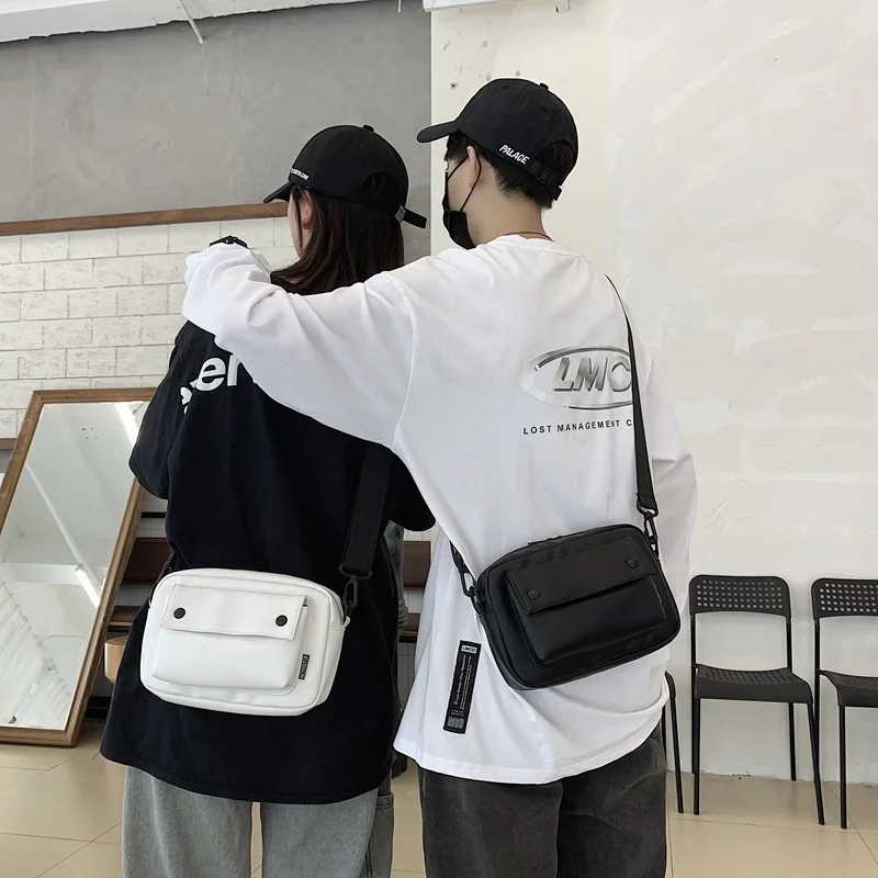 

Маленькая квадратная сумка через плечо унисекс, сумка-мессенджер из искусственной кожи в японском минималистичном стиле, для девочек и мальчиков, подростков