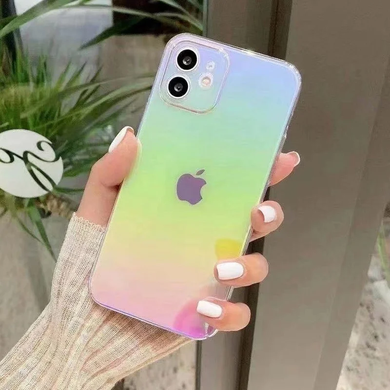 Luxury Aurora Laser Gradient Transparent Phone Case For iPhone 13 12 Pro Max 11 11Pro XS Max X XR 7 8 Plus 12 Mini SE 2020 Cover